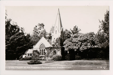 CA, Glendale - Little church of the Flowers, Forrest Lawn - RPPC postcard - A051