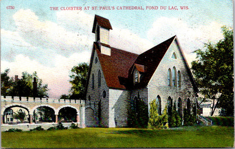 WI, Fond du Lac - St Pauls Cathedral, the Cloister - 1908 postcard - A12202