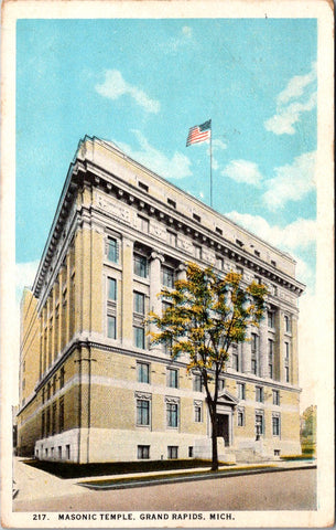 MI, Grand Rapids - Masonic Temple - 1923 postcard - A17086