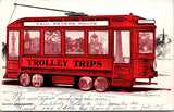 Train postcard - PAUL REVERE ROUTE trolley - 1907 postcard - A19524