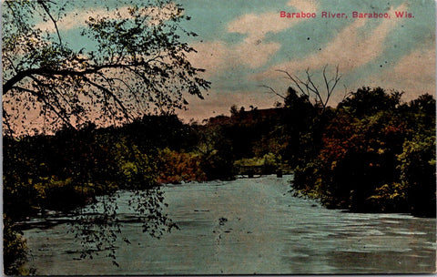 WI, Baraboo - Baraboo River, bridge - @1915 postcard - C08391