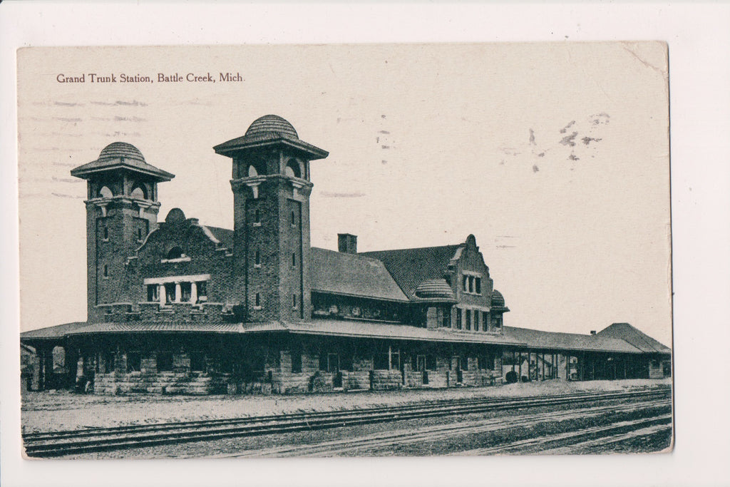 MI, BATTLE CREEK - Grand Trunk Station, railroad depot - 1925 postcard - E05072