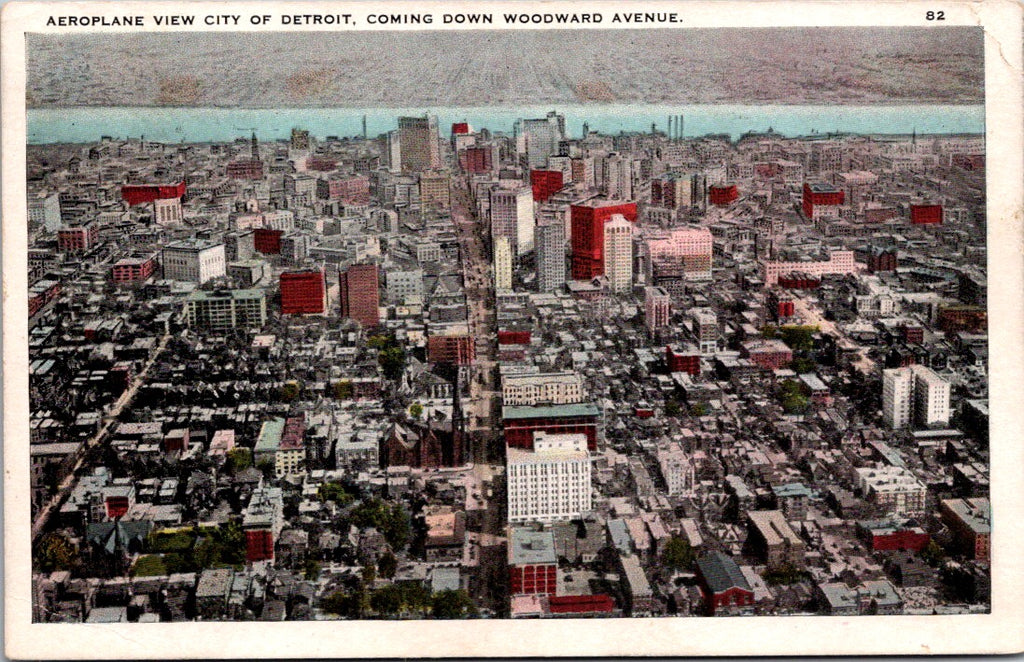 MI, Detroit - city view from Airplane - 1924 postcard - F03182
