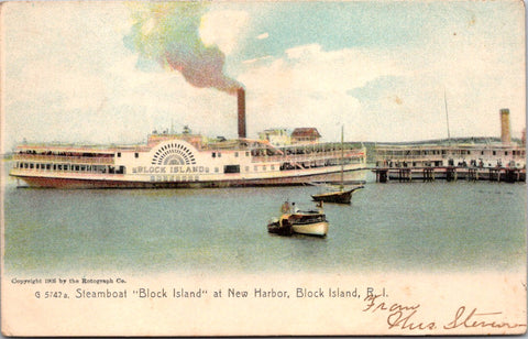 Ship Postcard - BLOCK ISLAND, Steamboat postcard - F17166