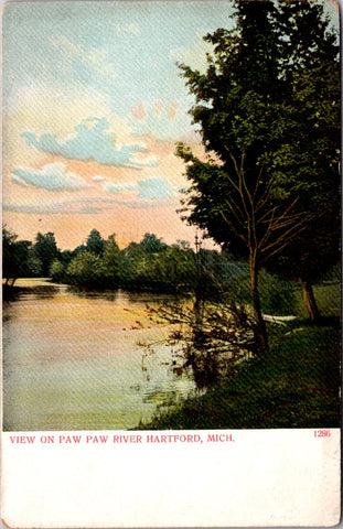 MI, Hartford - view on Paw Paw River - Bosselman postcard - G03137
