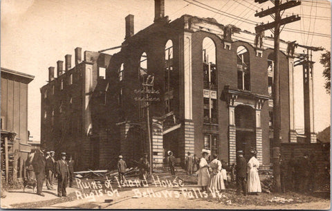 VT, Bellows Falls - Aug 15, 1907 - Fire Aftermath RPPC postcard - QC0007