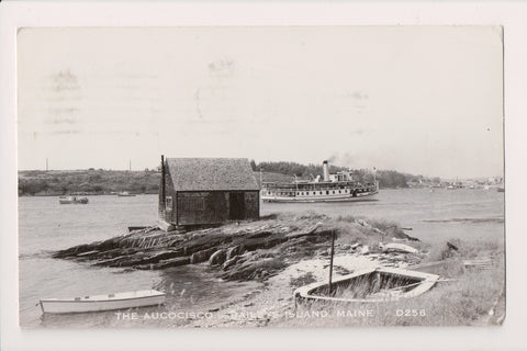 Ship Postcard - AUCOCISCO - building, lobster traps - 1951 postcard - QC0016