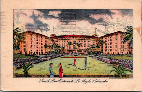 CA, Los Angeles - Ambassador, 7th St entrance - Dr Jos Guttman postcard - w01732