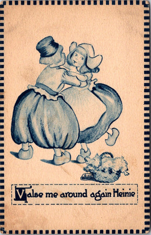 Greetings - Misc - Dutch boy and girl in the kissing posture postcard - w02168