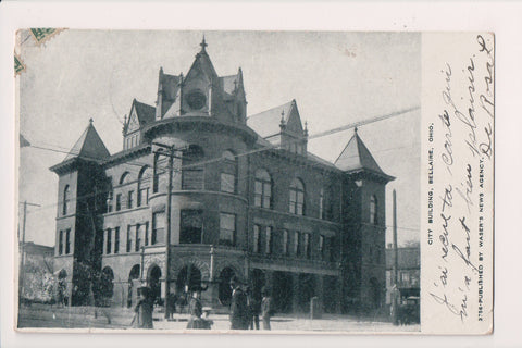 OH, Bellaire - City Building - Wasers News Pub - 1907 postcard - w04639