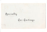 Advertisement postcard - Specialty Car Castings - J A Lowell Etching - 2k0052
