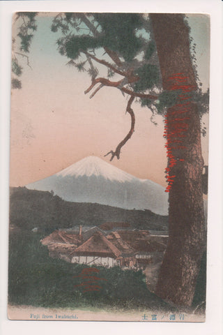 Foreign postcard - Fuji from Iwabuchi @1913, buildings, Japanese symbols - 2K0267