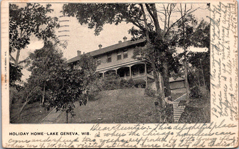 WI, Lake Geneva - Holiday Home - 1904 J J Bransby postcard - 2k0489