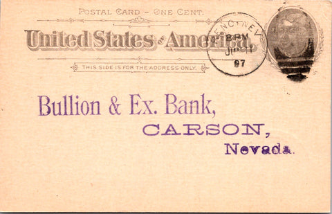NV, Reno - BANK OF NEVADA  - to Bullion & Ex Bank - receipt - Postal Card - 2k09