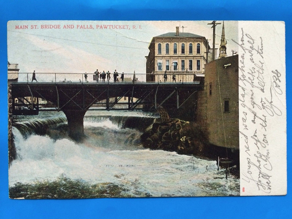RI, PAWTUCKET - Main St Bridge and Falls postcard - D07071