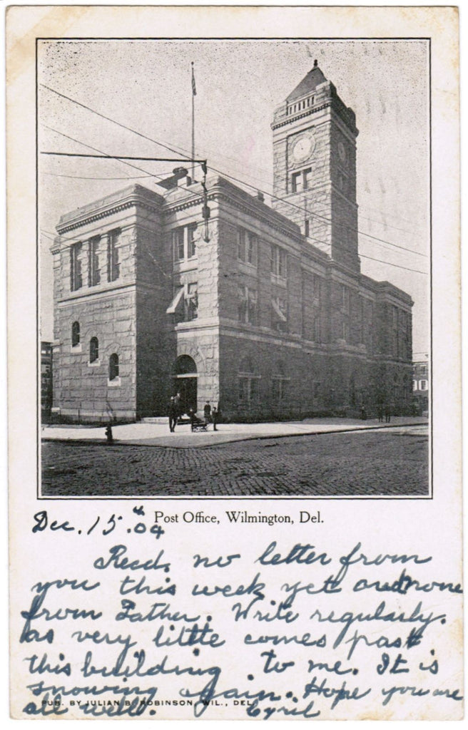 DE, WILMINGTON - Post Office - Julian B Robinson postcard - S01472