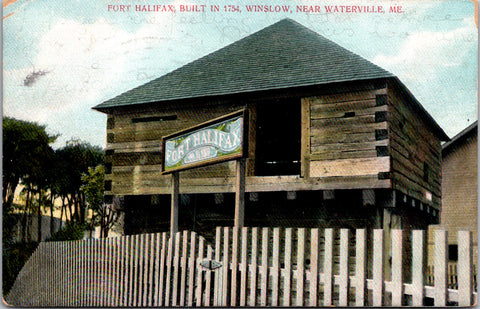 ME, Winslow - Fort Halifax near Waterville closeup - 1907 postcard - A05004