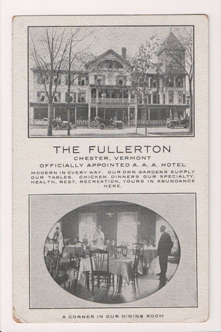 VT, Chester - The Fullerton Hotel, dining room - old postcard - A10035
