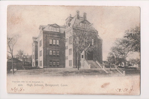 CT, Bridgeport - High School @1906 postcard - A10039