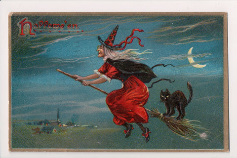 Halloween - Witch, black cat (CARD SOLD, only digital copy avail) A19083
