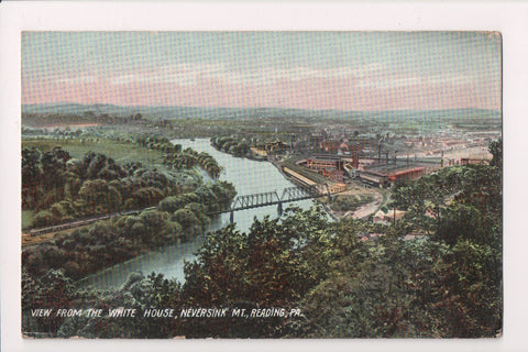 PA, Reading - Bird Eye View, bridge, buildings etc postcard - B17085