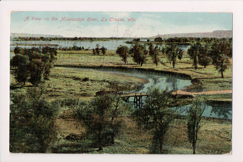 WI, La Crosse - Mississippi River, bridge and area - 1910 postcard - C08002