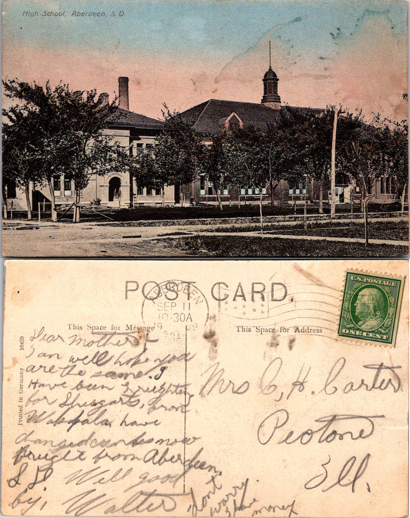 SD, ABERDEEN - High School - 1909 postcard - C08054