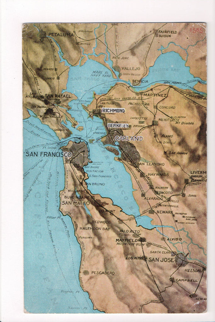 CA - Map with Railroad Train Routes (original SOLD) CP0251