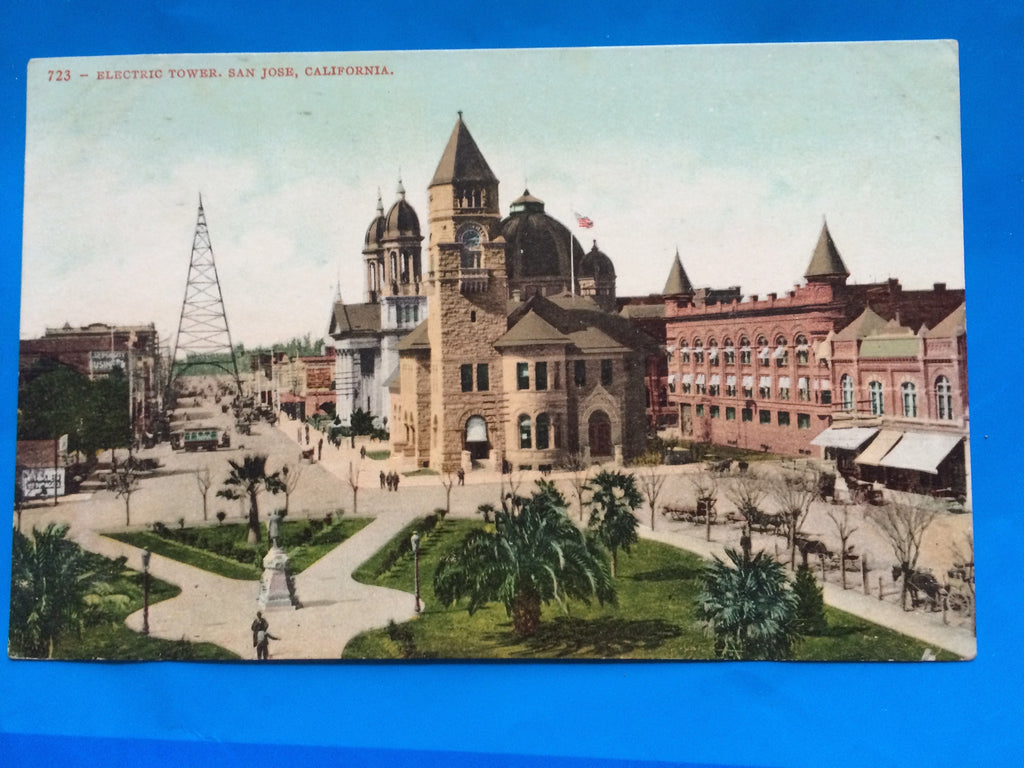 CA, SAN JOSE - Electric Tower and street postcard - A12070