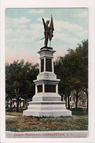 SC, Charleston - JASPER MONUMENT statue postcard - K06116
