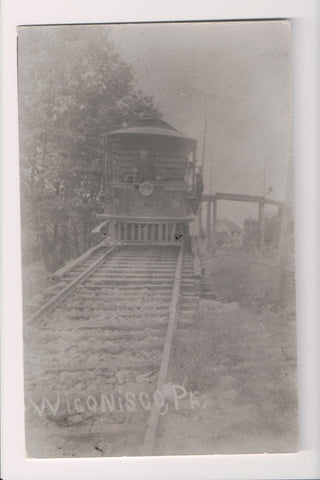 PA, Wiconisco - Train, conductor, tracks  - close up RPPC - E17041