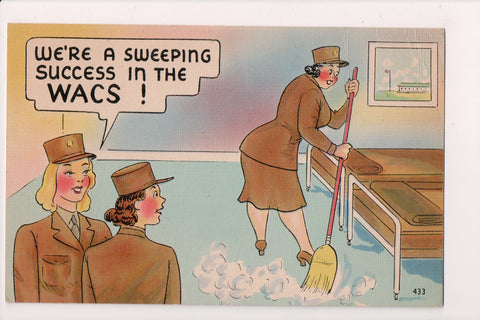 Military Comic Postcard - SWEEPING SUCCESS IN THE WACS - G06118