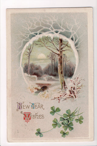 New Year - Wishes - Winsch back, Girl and mailbox - C08679
