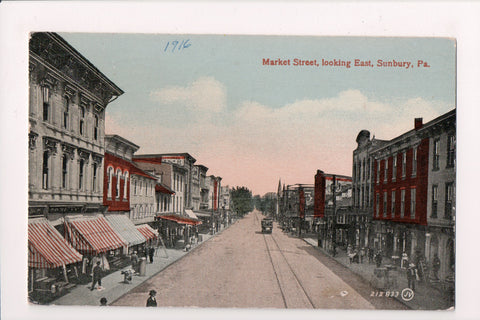 PA, Sunbury - Market St, J G Yarnell sign, 1916 postcard - H04113