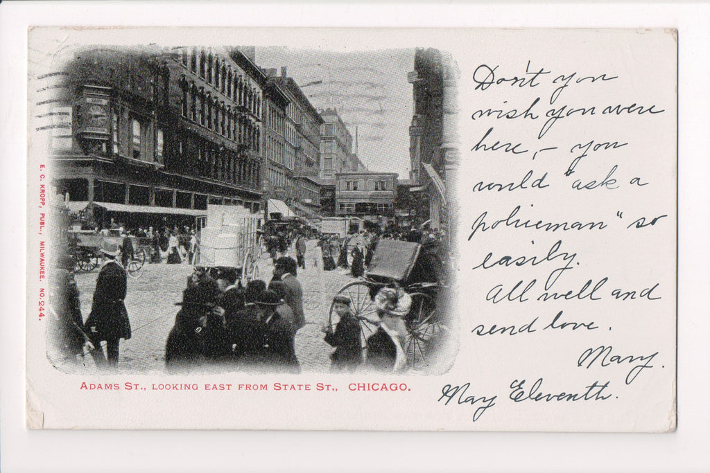IL, Chicago - Adams St from State St - @1904 postcard - w00688