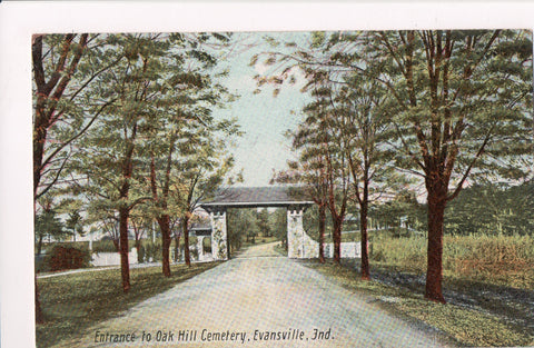 IN, Evansville - Oak Hill Cemetery entrance, @1907 postcard - A17163