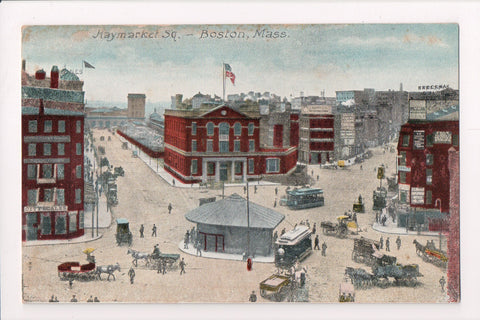 MA, Boston - Haymarket St, Street scene postcard - L03173