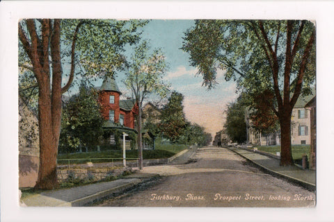 MA, Fitchburg - Prospect St - @1913 vintage postcard - D05358