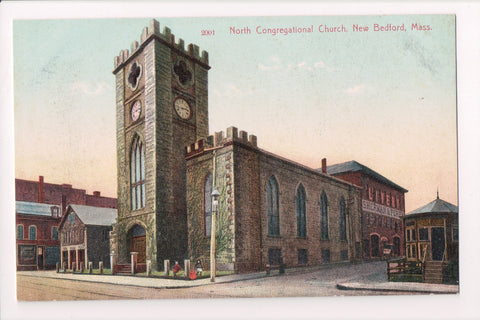MA, New Bedford - North Congregational Church, Sherman and Perry Livery - CP0047