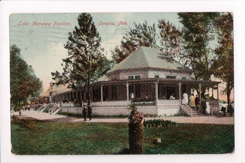 NE, Omaha - Lake Manawa Pavilion - @1910 postcard - C08052