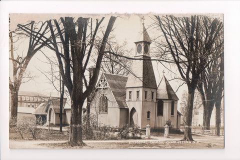 NH, Charlestown - Episcopal Church closeup - RPPC - MB0751
