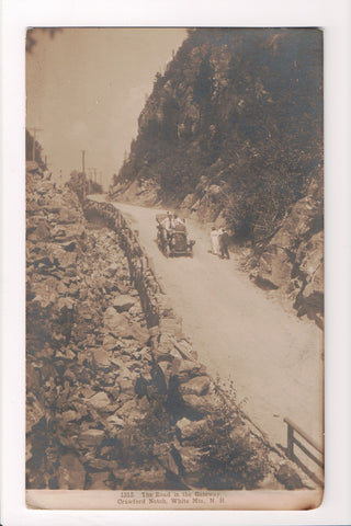 NH, Crawford Notch - Road with people walking, Car - RPPC - C08743