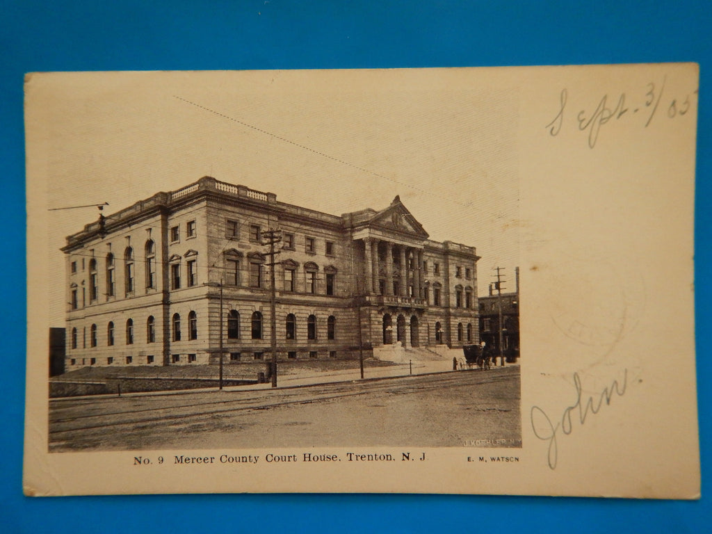NJ, TRENTON - Mercer County Court House - E M Watson postcard - EP0012