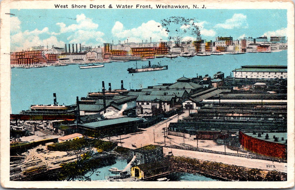 NJ, WEEHAWKEN - West Shore Depot, Water Front @1927 (original SOLD) NL0524