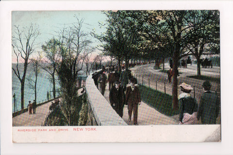 NY, New York City - Riverside Park and Drive, people, @1907 postcard - B10037