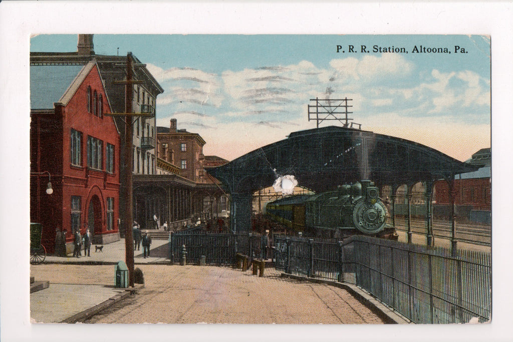 PA, ALTOONA - P R R Station, depot, people, wrought iron fence (original SOLD) B17234