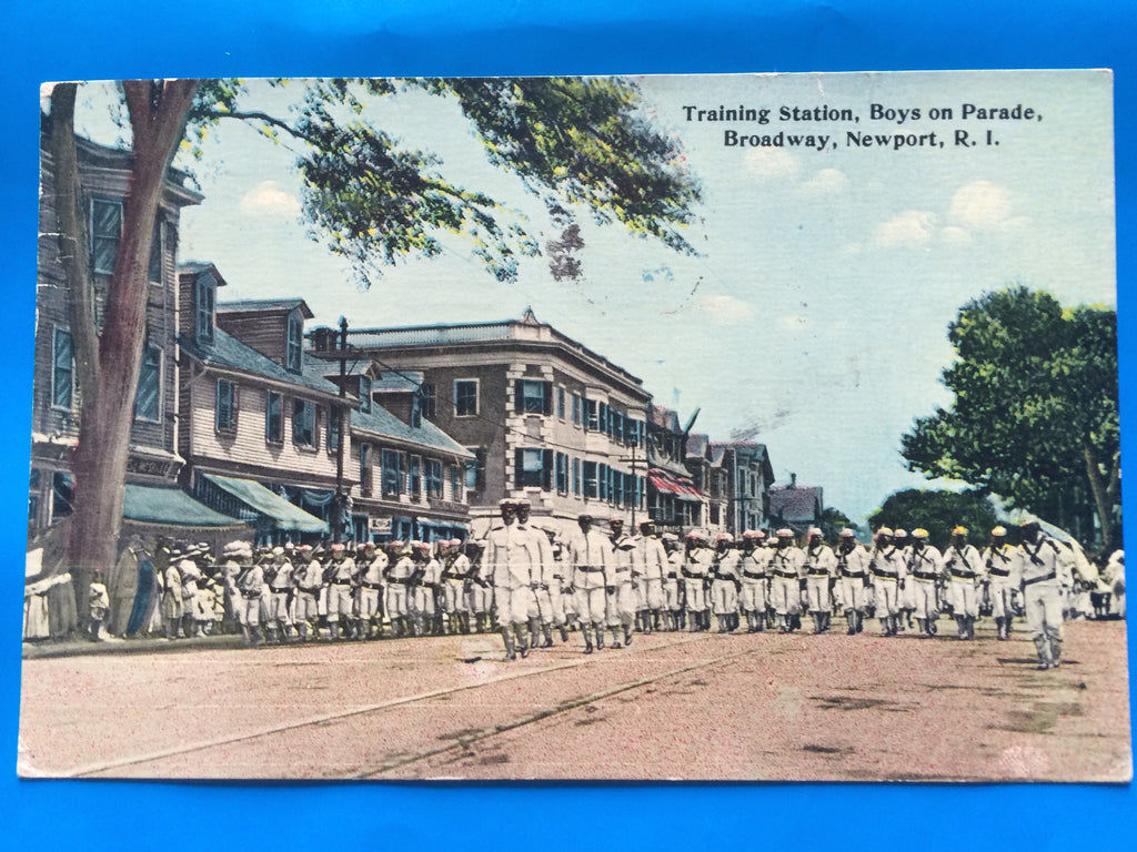 RI, NEWPORT - Training Station Boys on Parade postcard - #500606