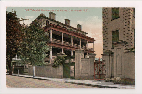 SC, Charleston - Old Colonial Residences and Gates postcard - SH7303