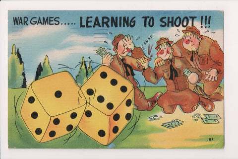 Military Comic Postcard - WAR GAMES, LEARNING TO SHOOT - SW0086