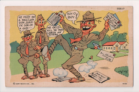 Military Comic Postcard - HE MUST BE A REGULAR DON JUAN - SW0095